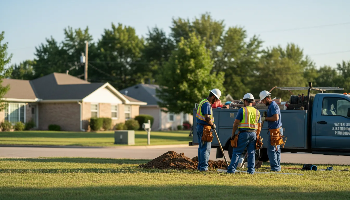 Residential water line and bathroom plumbing service in Southard, OK